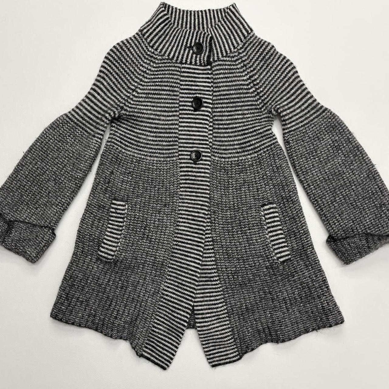 Striped knit wool pea coat sweater