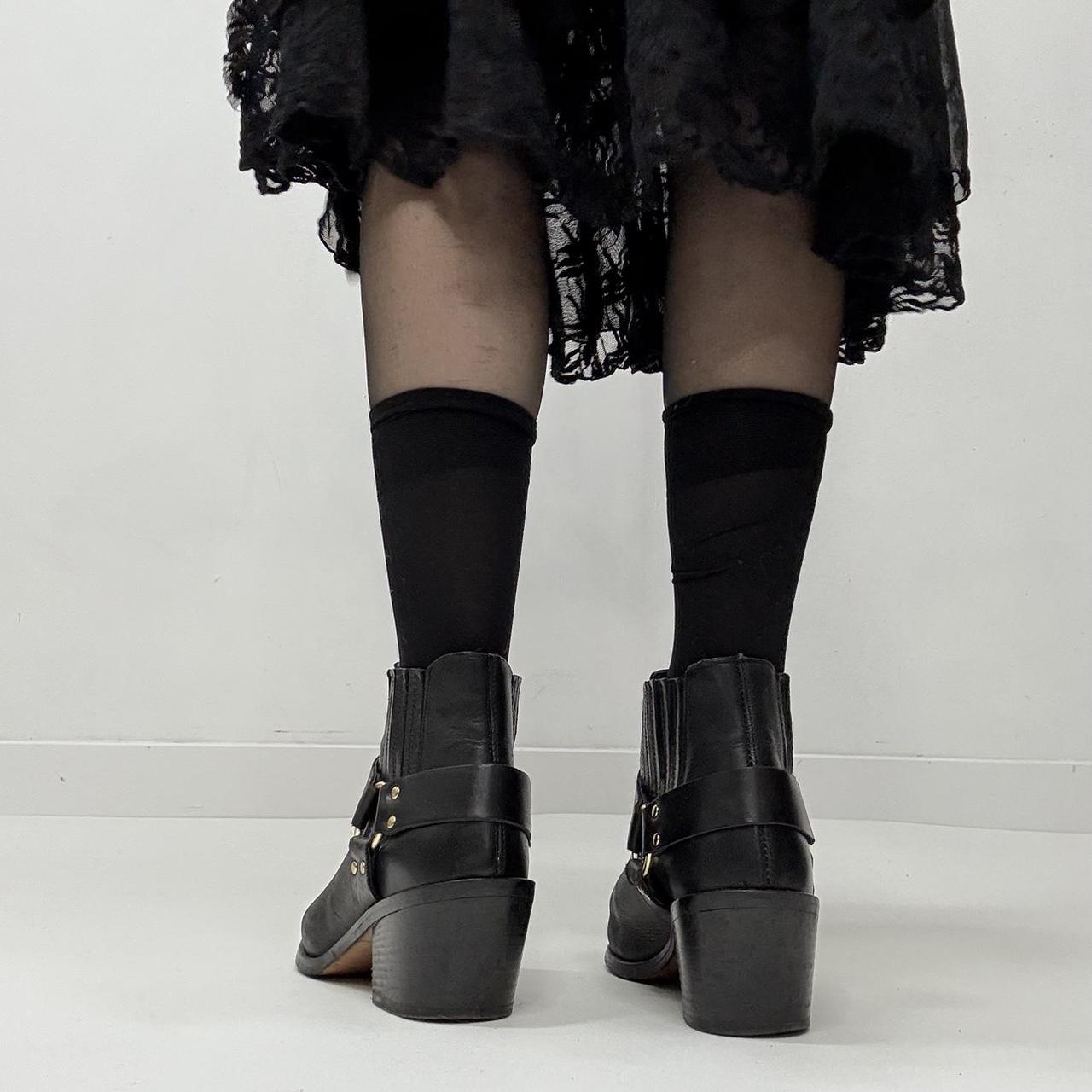 Black western studded biker boots