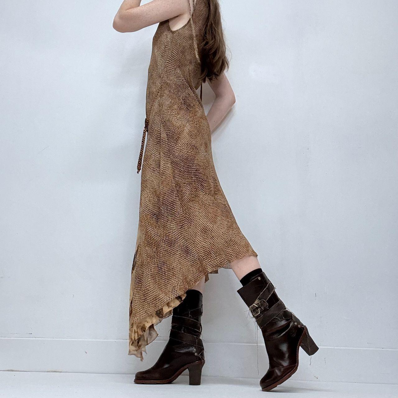 Asymmetric layered tie waist cargo dress