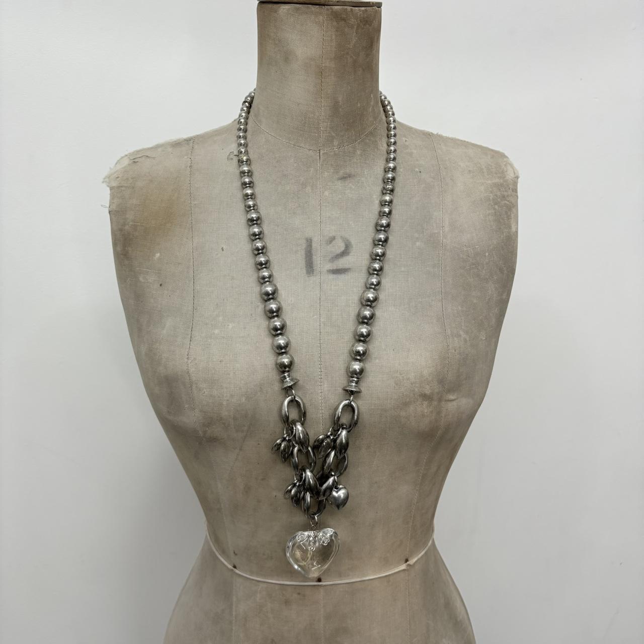 Silver metal heart necklace