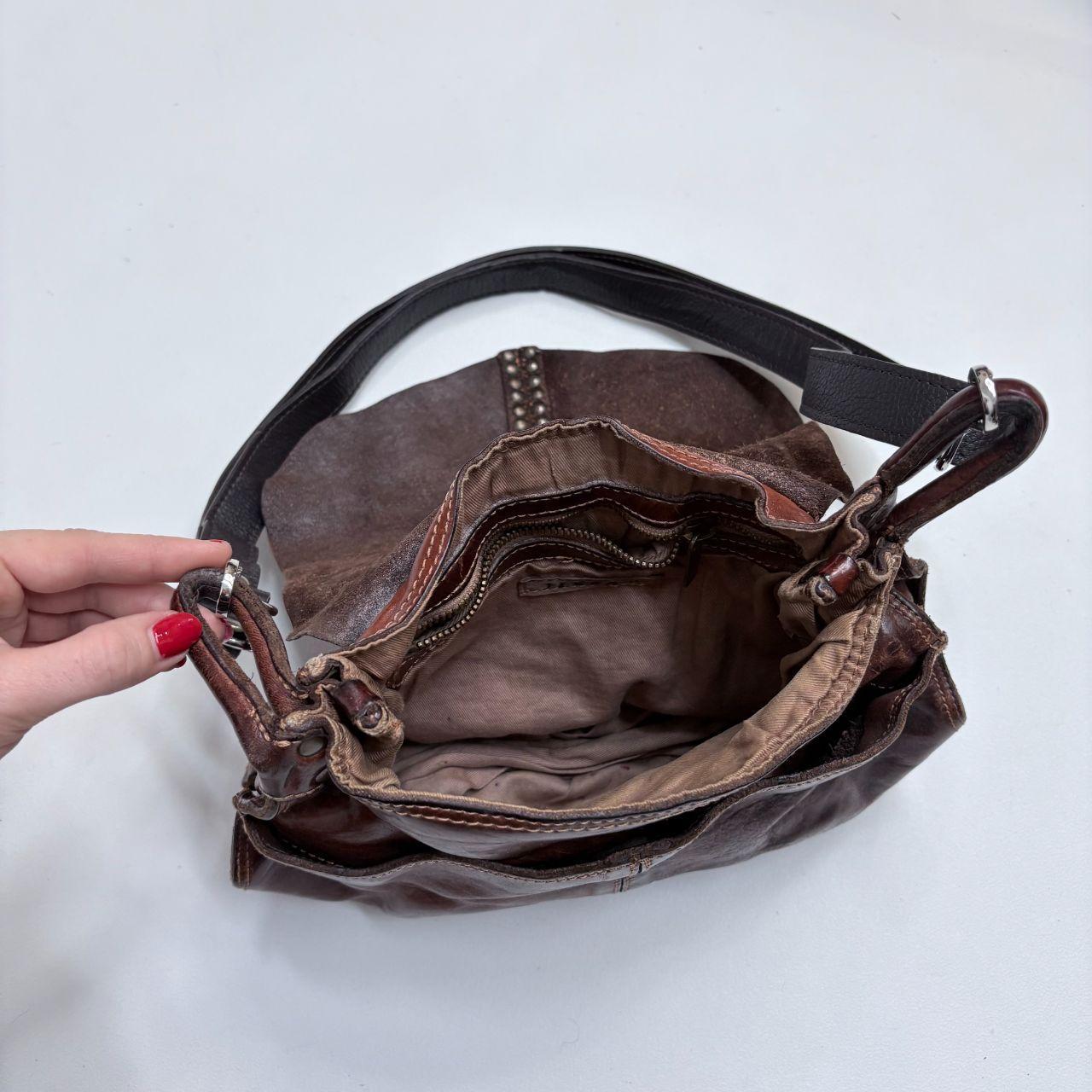 Tan leather studded boho bag