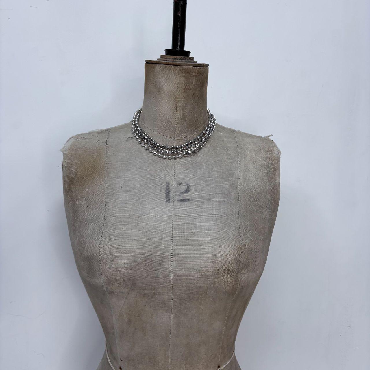 Silver ball layered chain necklace