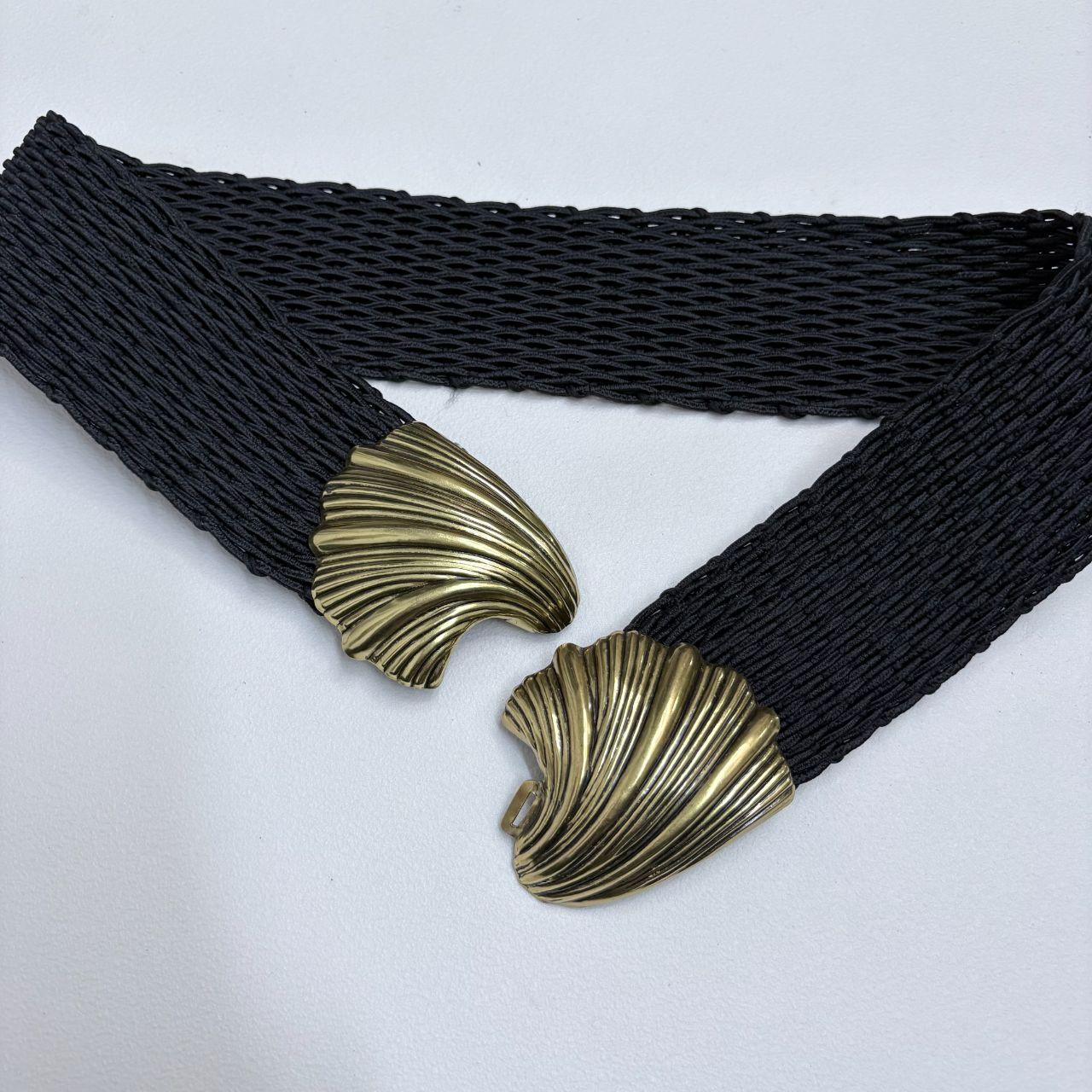 Woven chunky gold metal belt