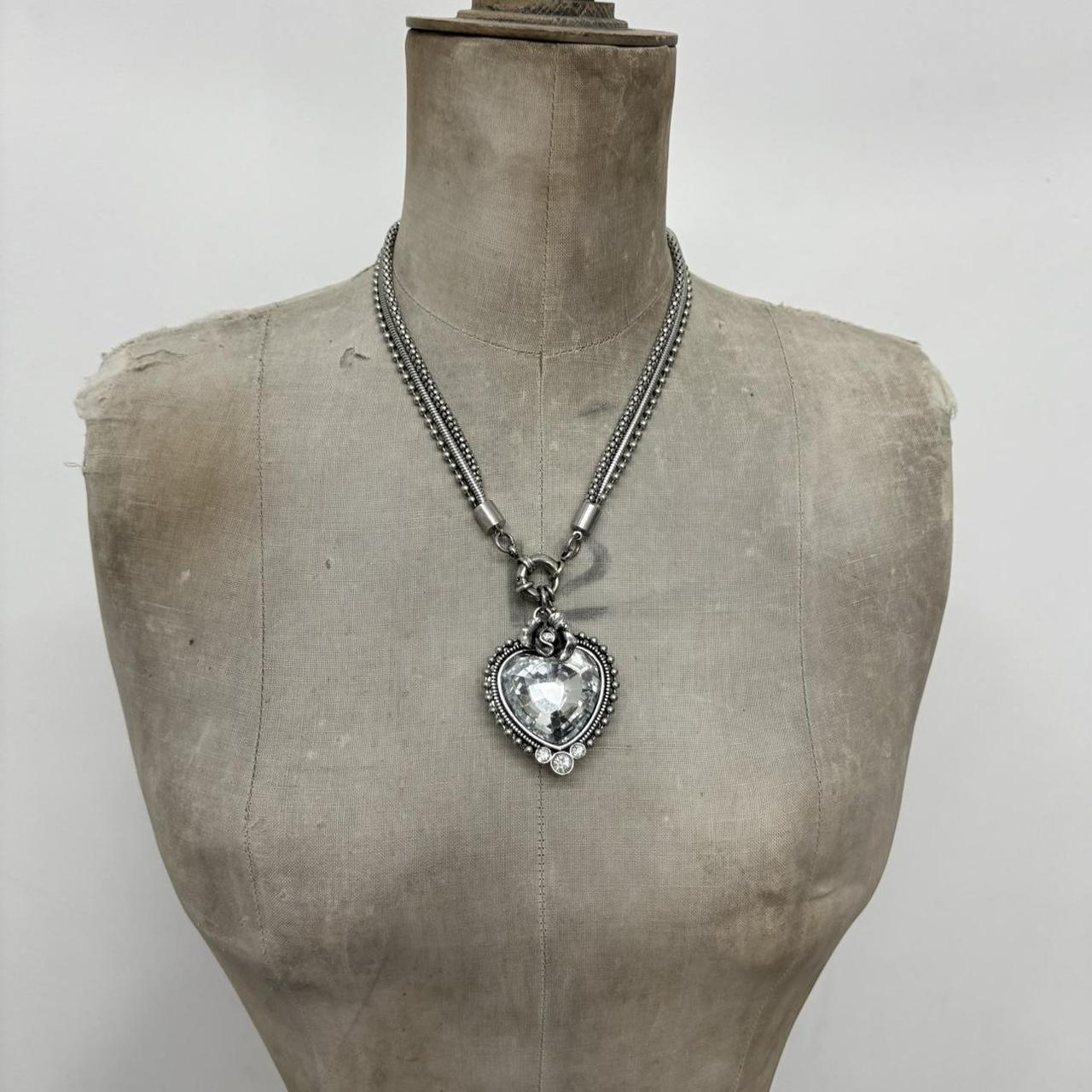 Silver metal heart necklace