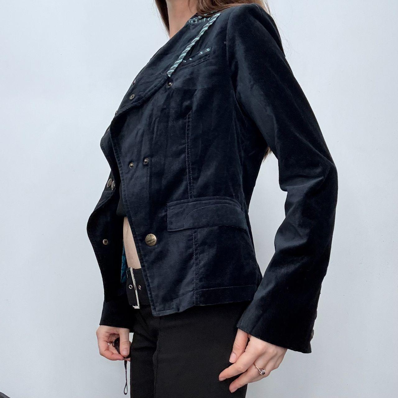 Navy flared velvet miltary jacket