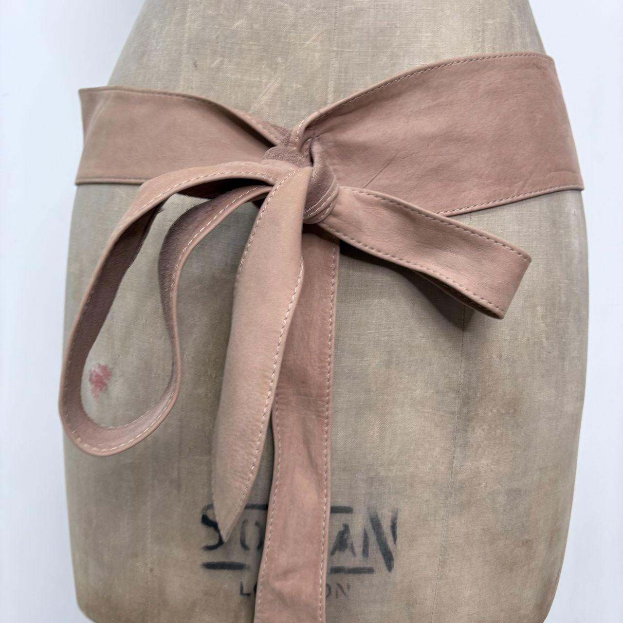 Tan leather wrap bow belt
