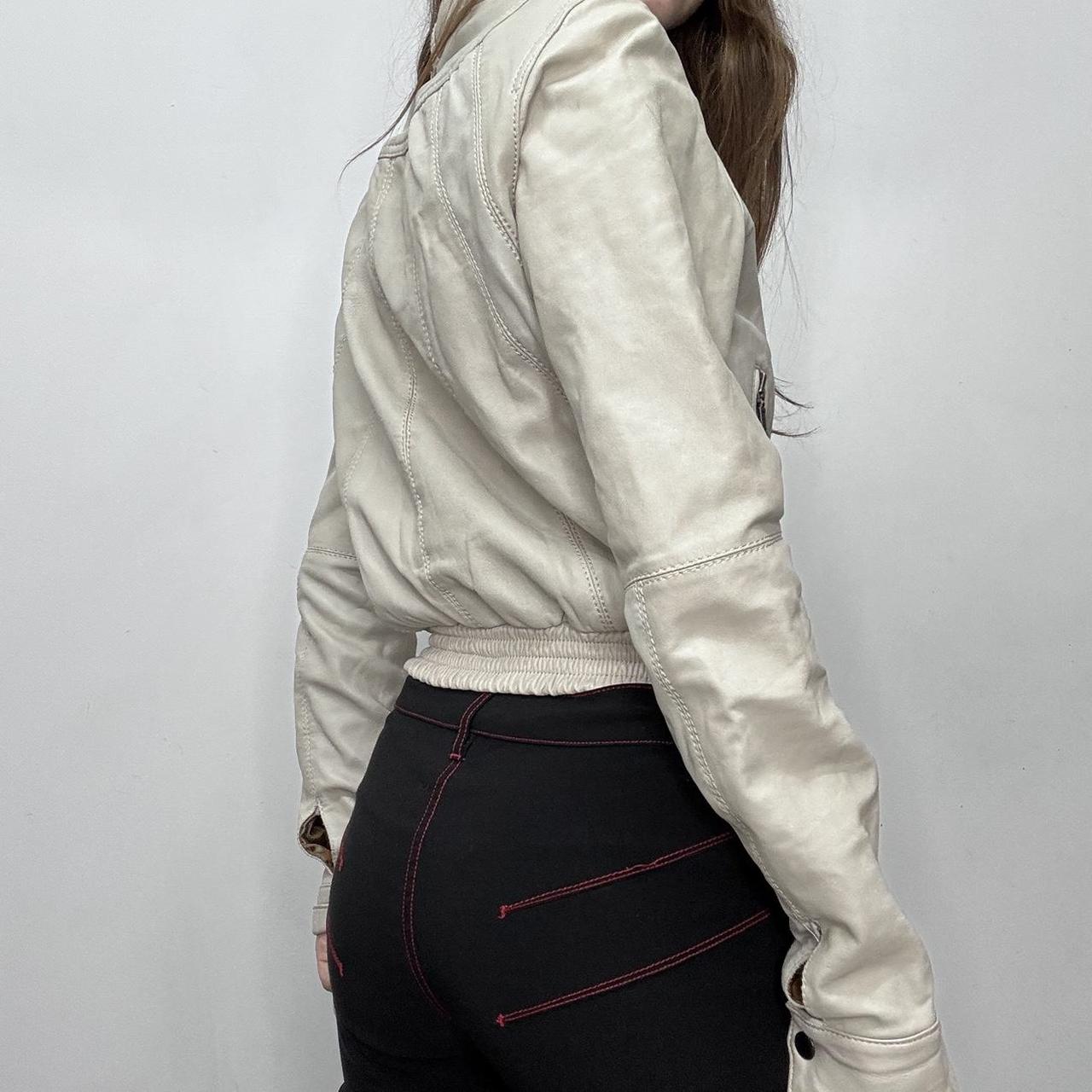 Cropped cream bomber jacket