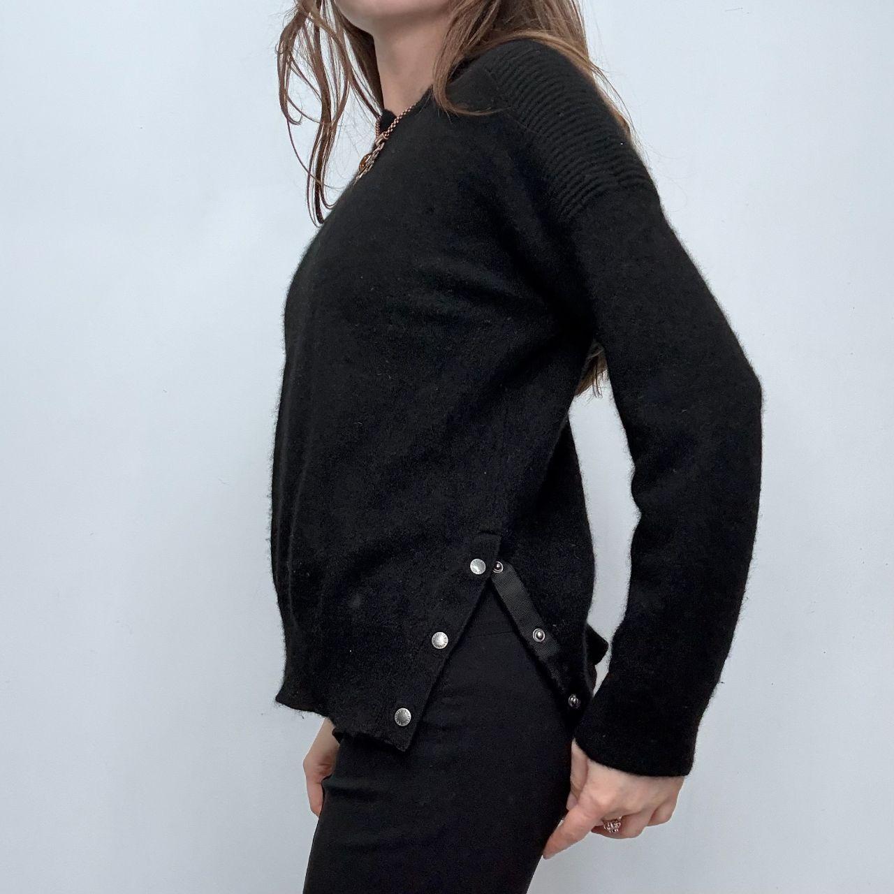 Black cashmere fluffy popper hoodie