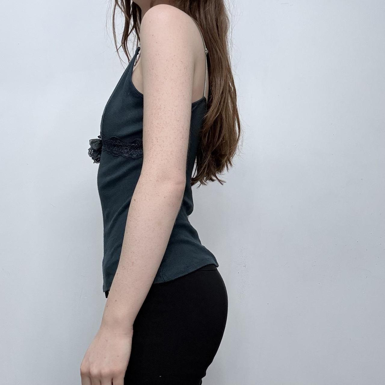 Blue ribbed lace cami vest