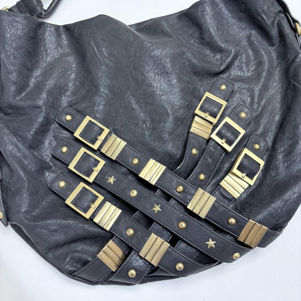 Black slouchy studded hobo bag