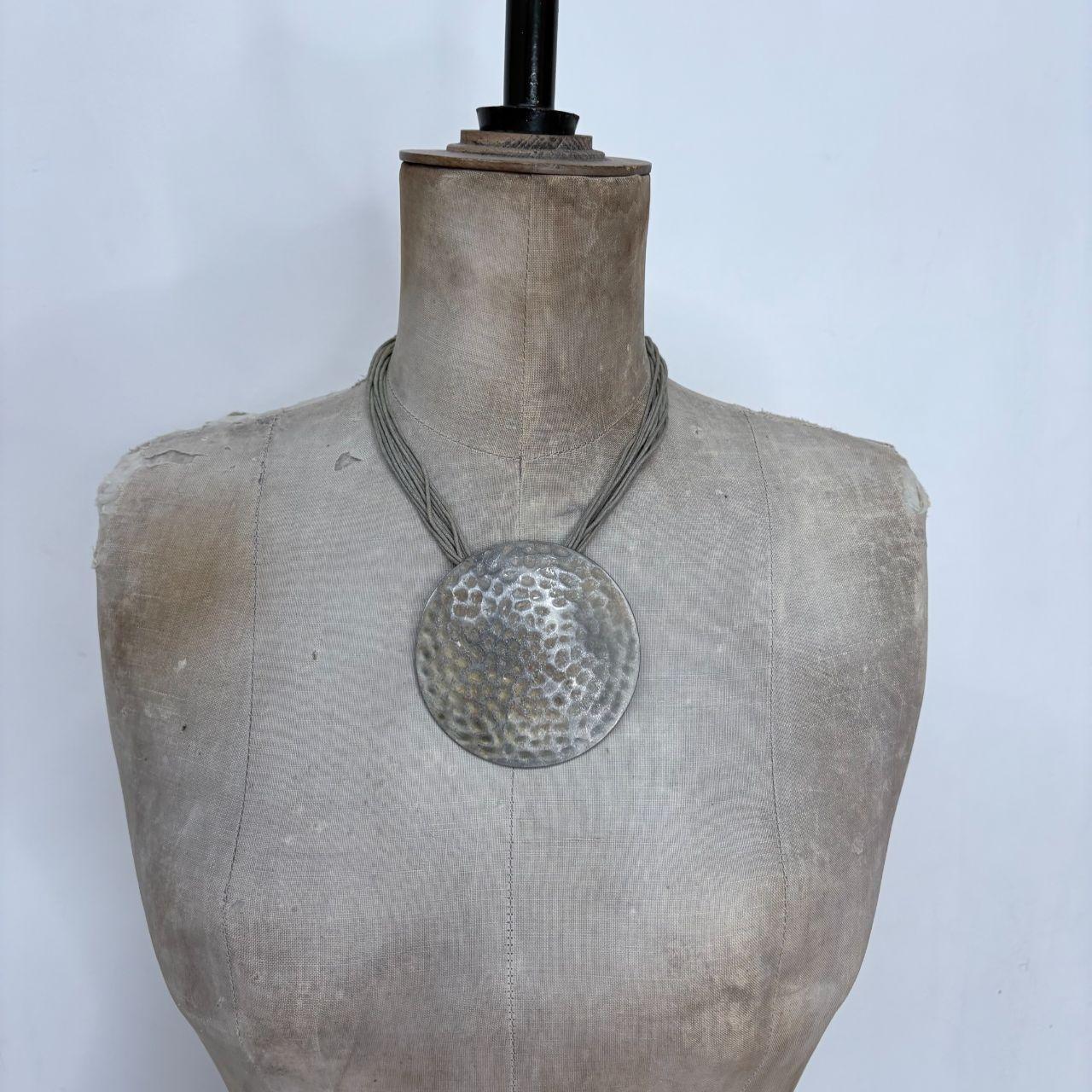 Chunky oversized hammered metal necklace