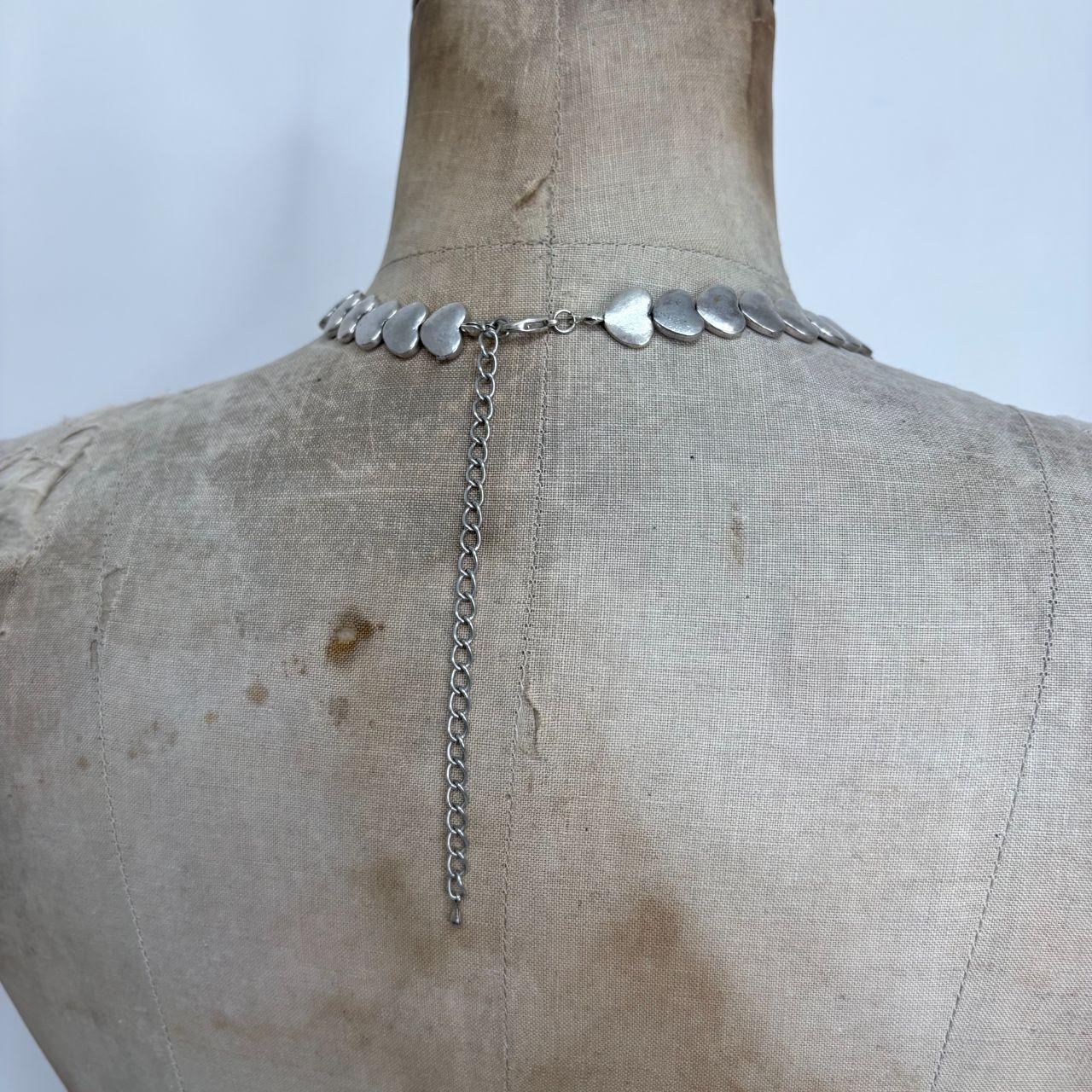 Chunky love heart silver charm necklace