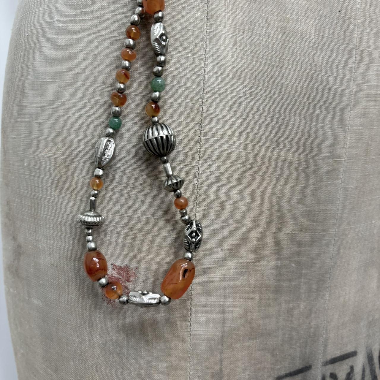 Gemstone silver bead waist chain