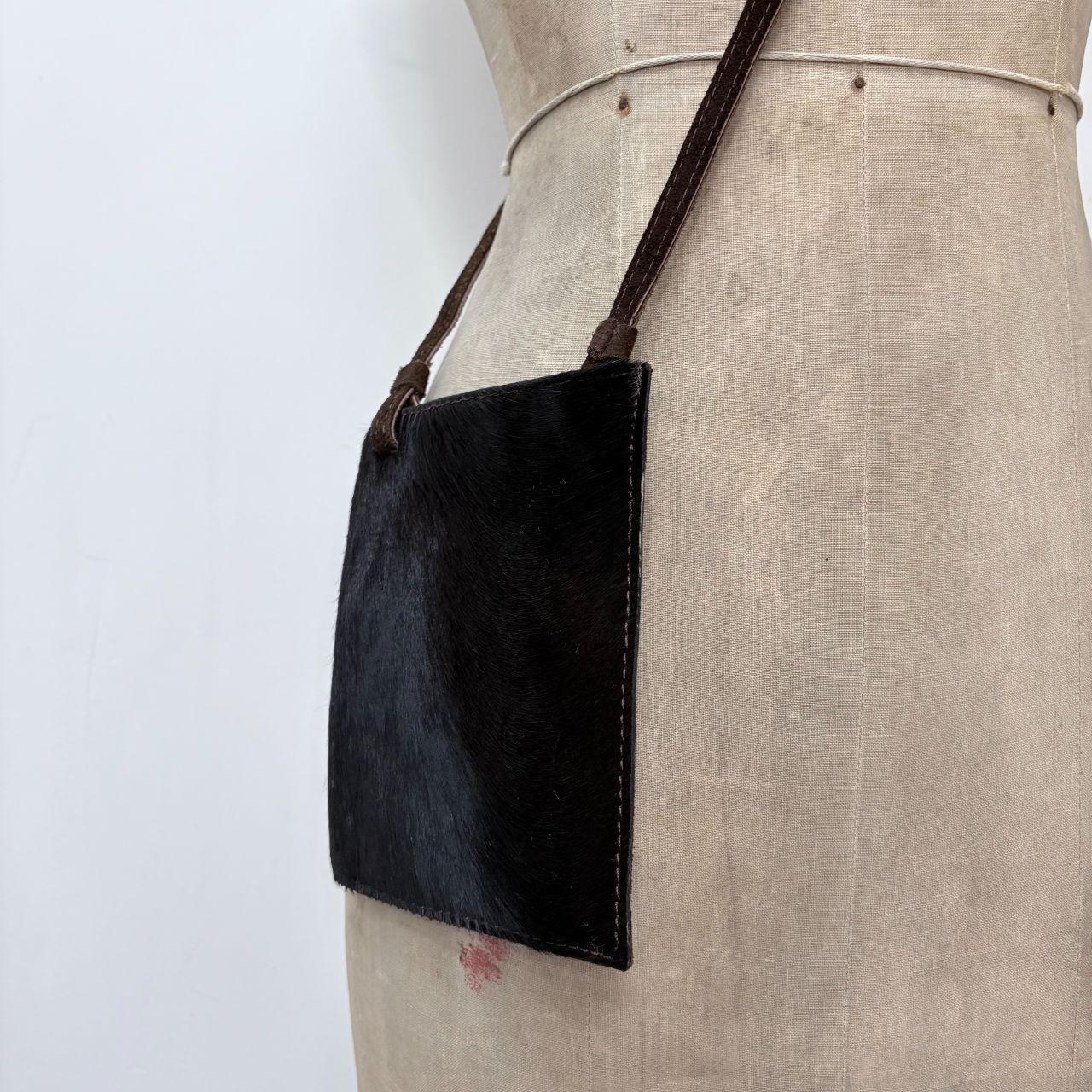 Brown cowhide pony hair crossbody bag