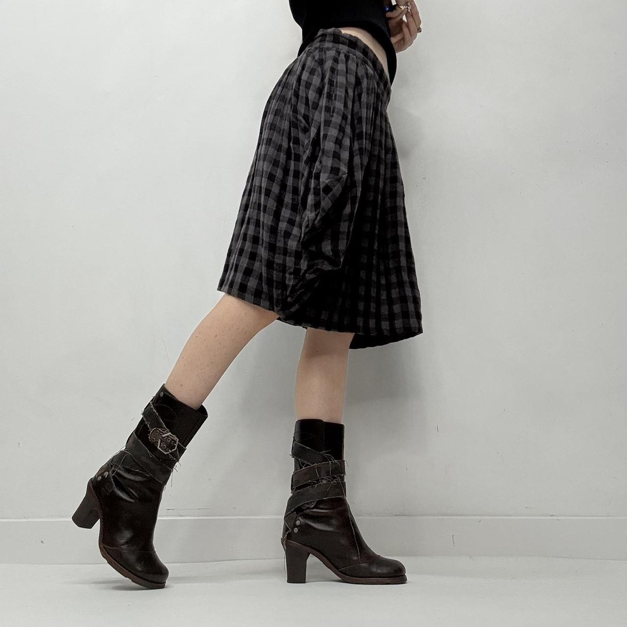 Checked tartan layered puff skirt