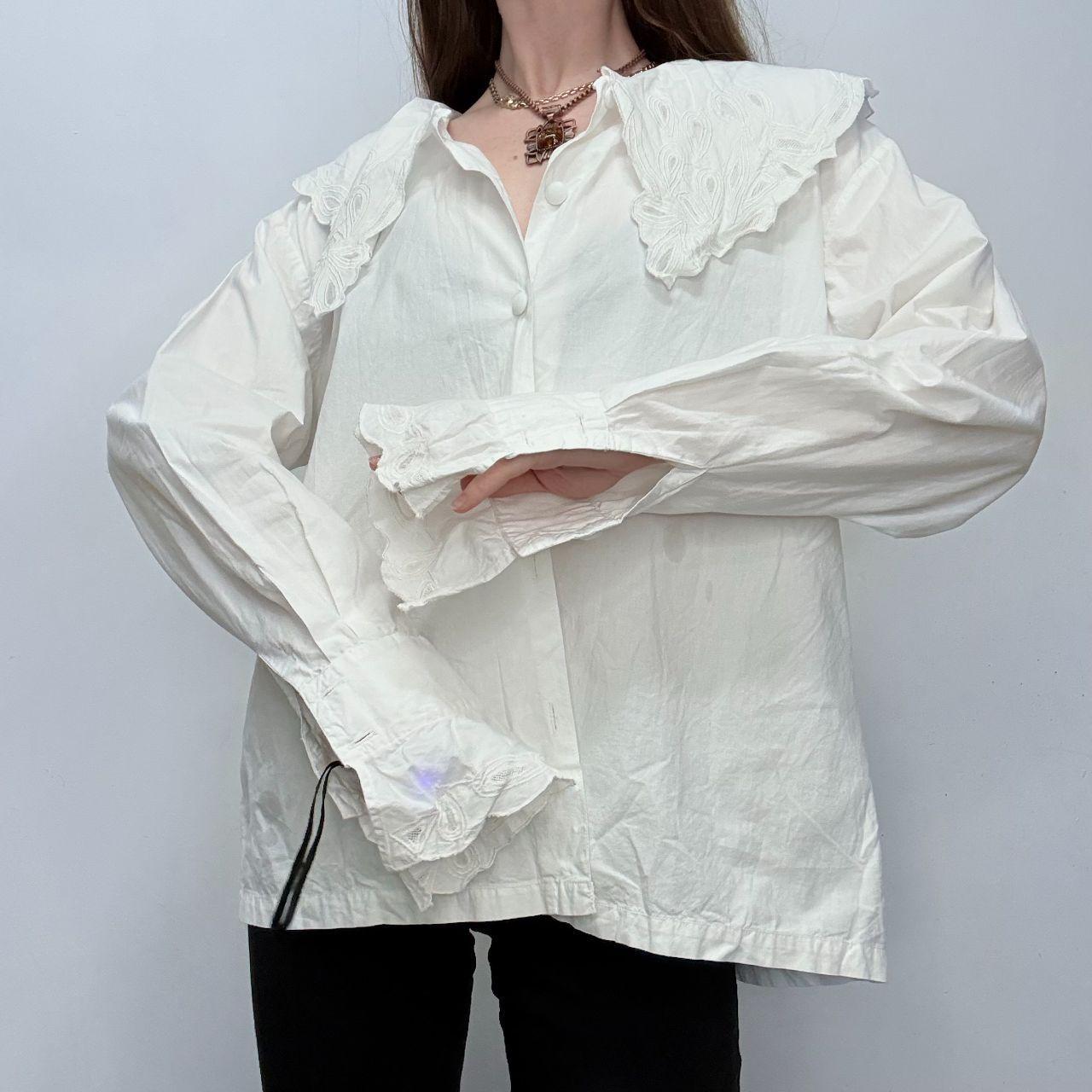 Antique white cotton lace blouse