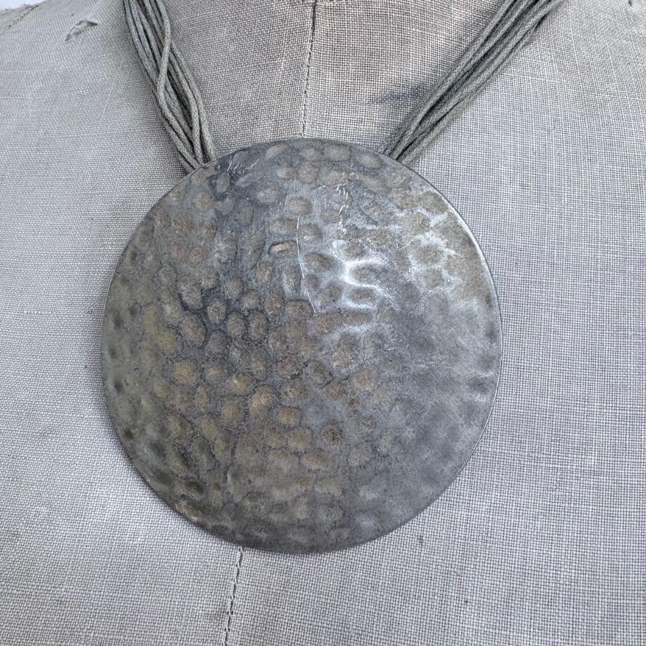 Chunky oversized hammered metal necklace