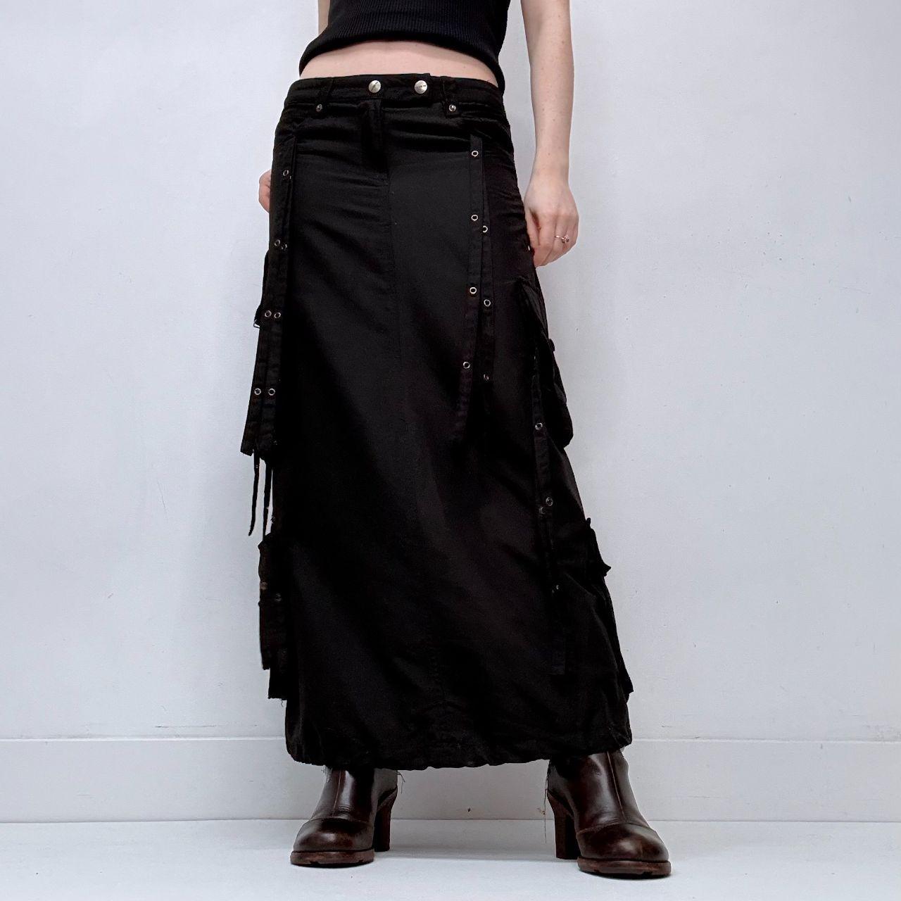 Black low rise parachute gothic skirt