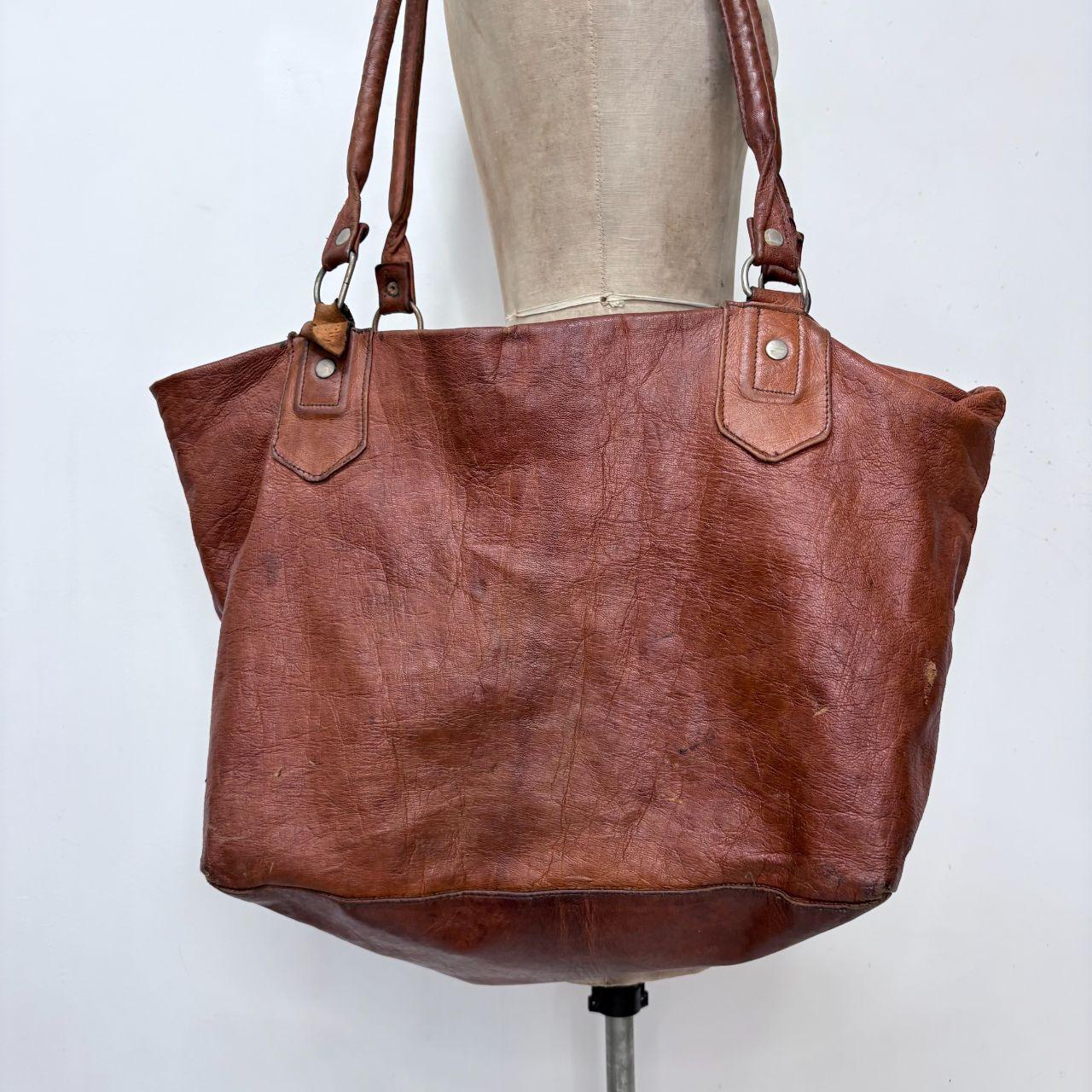 Large tan leather slouchy bag