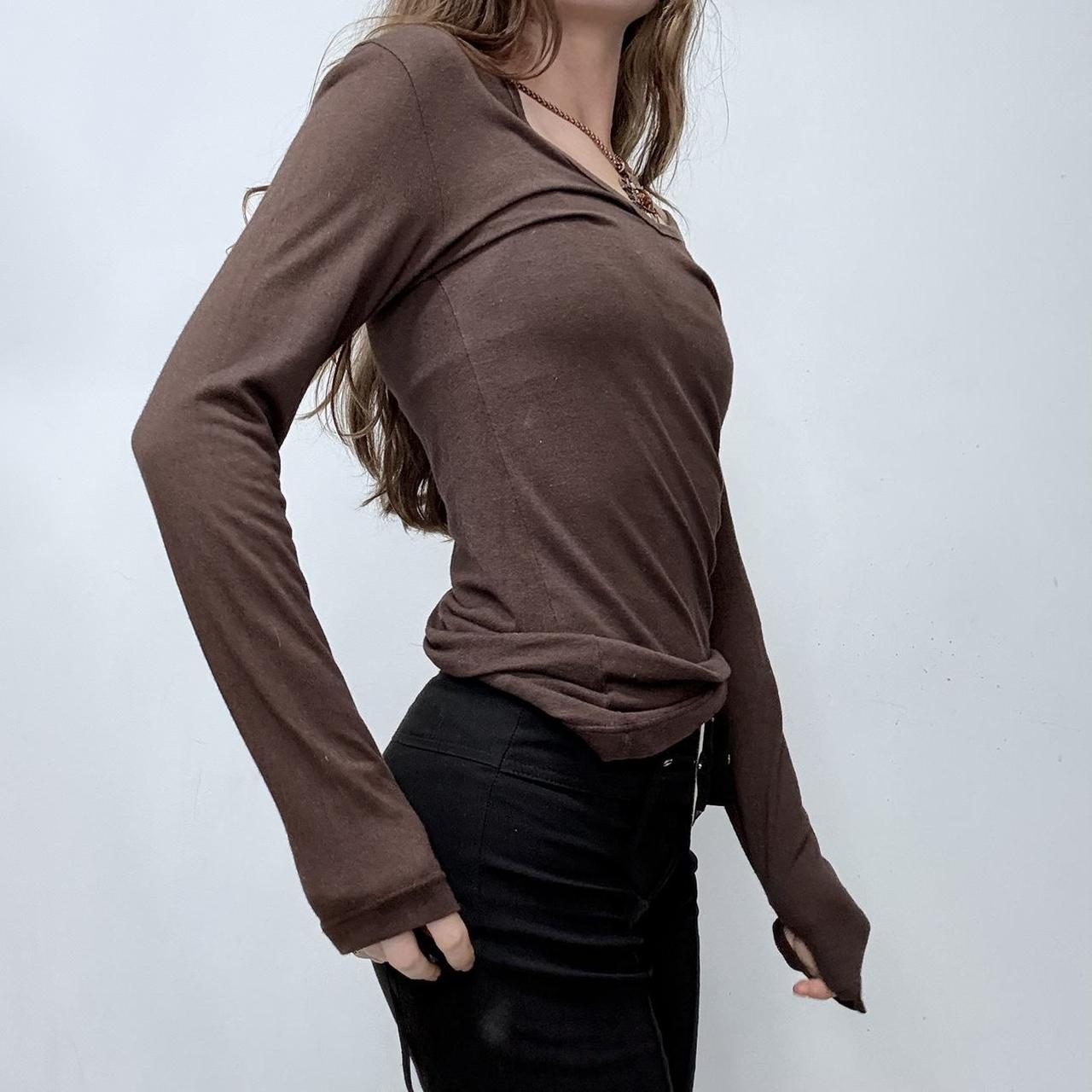 Brown slouchy wide neck t-shirt