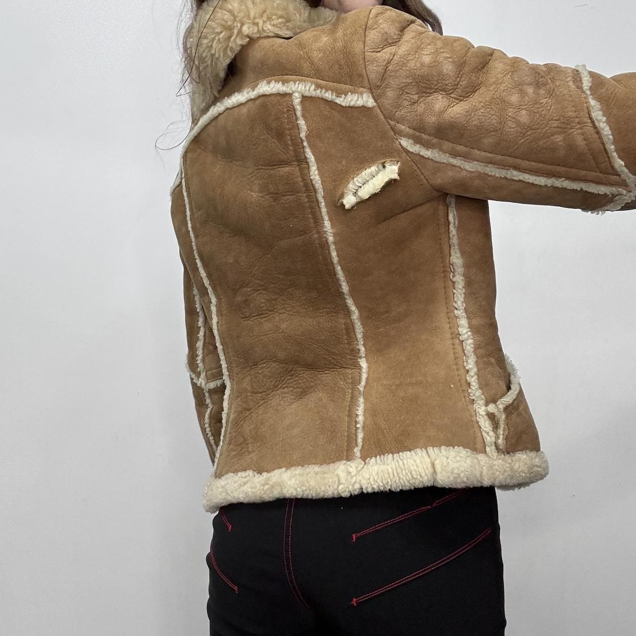 Tan suede sheepskin coat