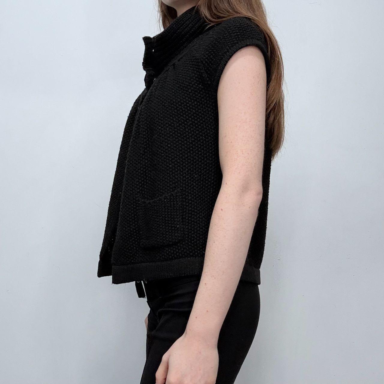 Black knit preppy pea coat cardigan