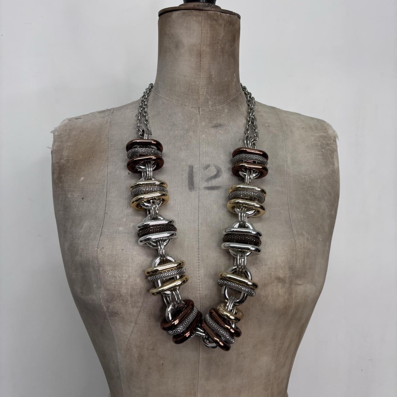 Mixed metal chunky oversized grunge necklace