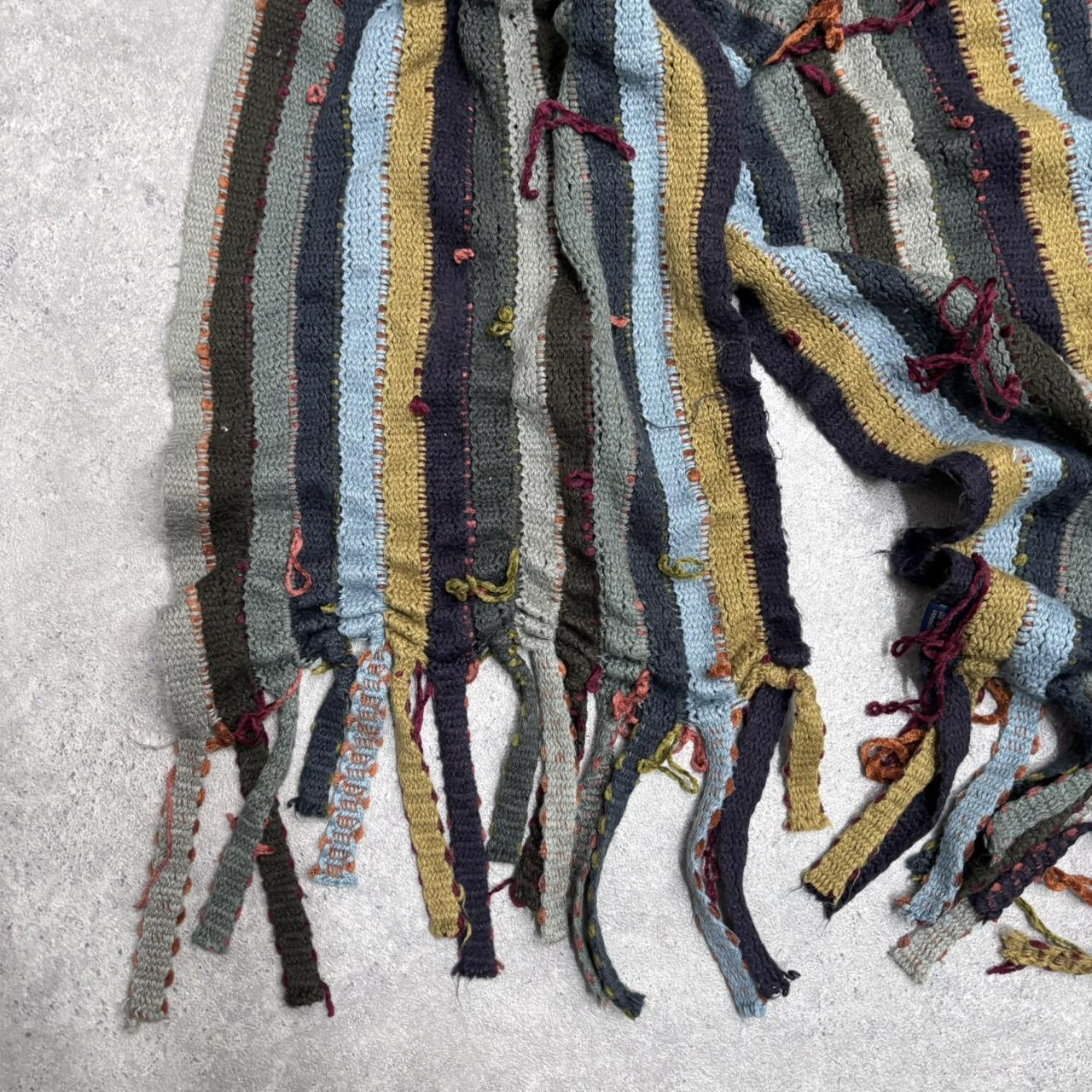 Striped wool knit scarf