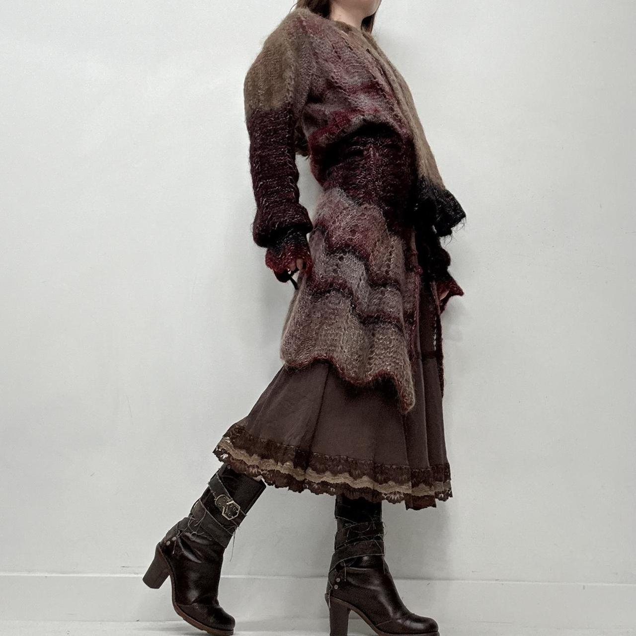 Sheer mohair knit long cardigan