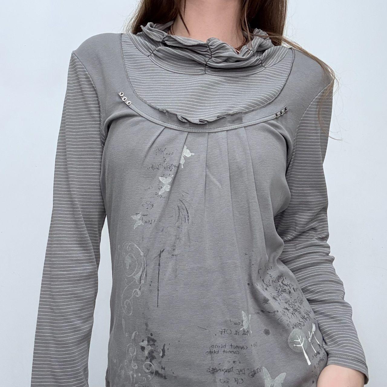Grey long sleeve pinstriped t-shirt