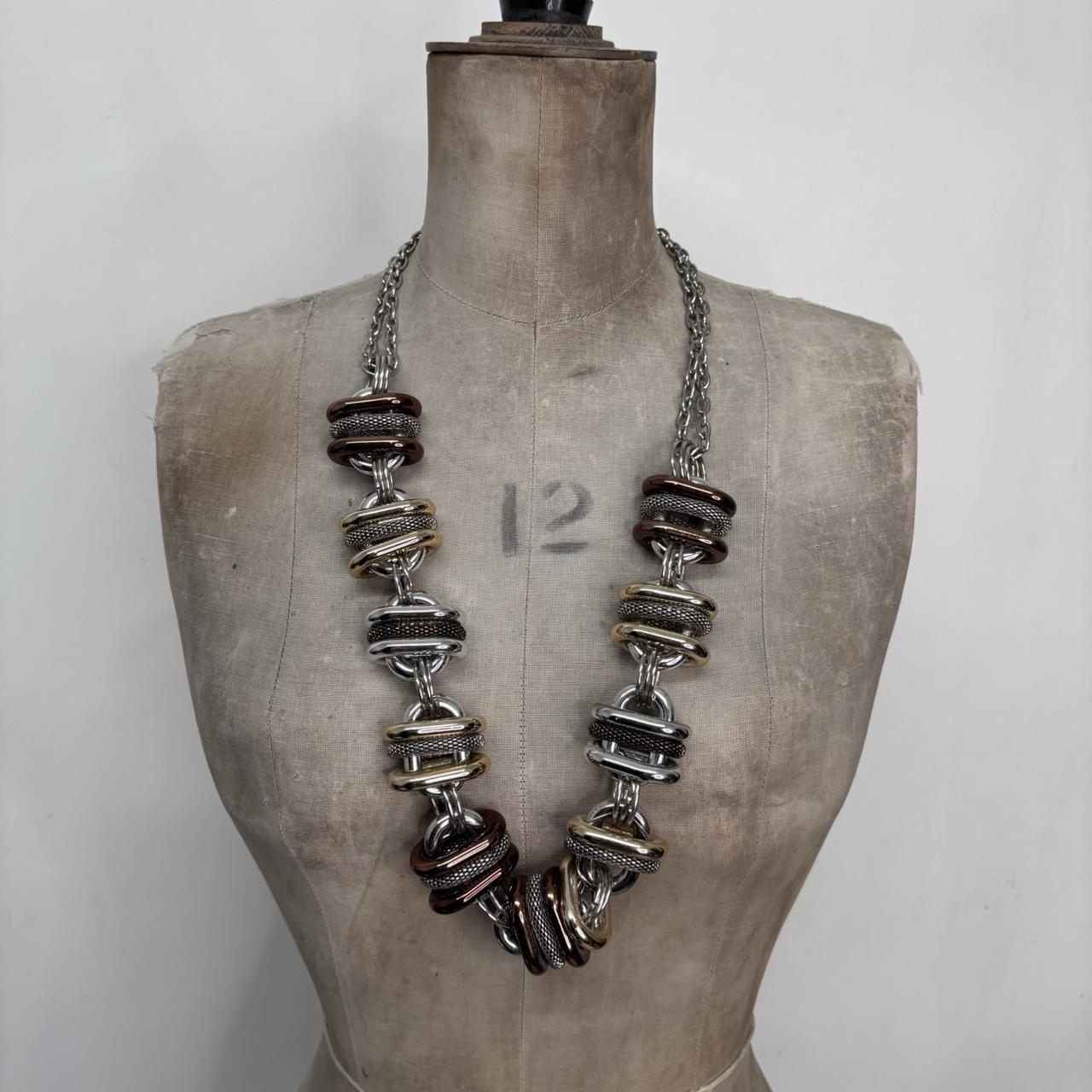 Mixed metal chunky oversized grunge necklace