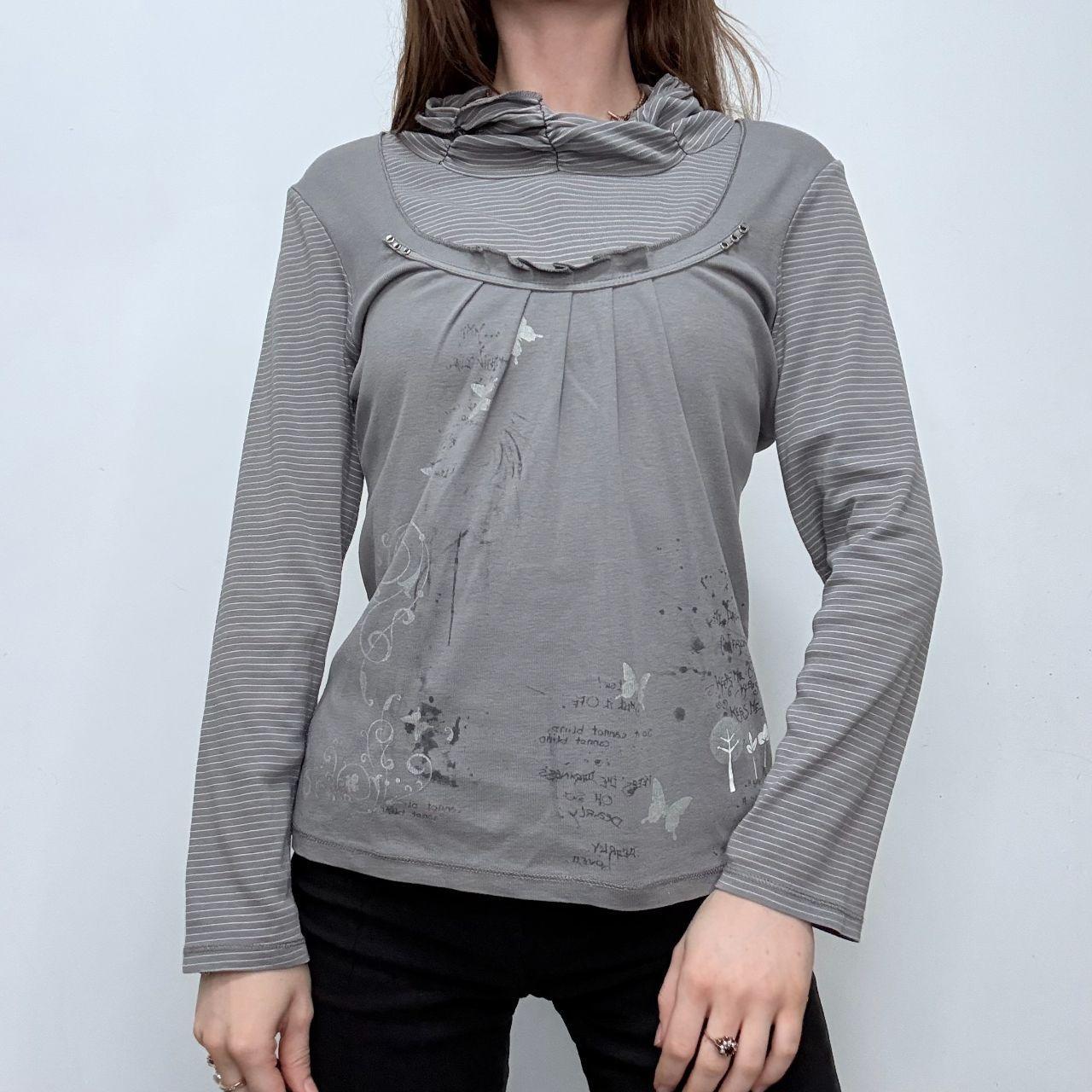 Grey long sleeve pinstriped t-shirt