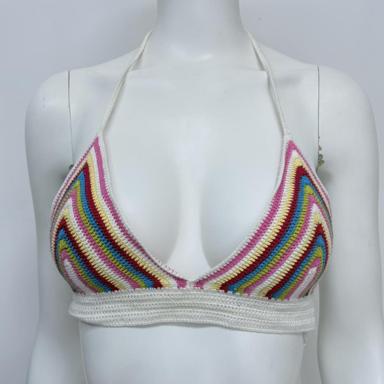 Rainbow crochet tie-up bralet