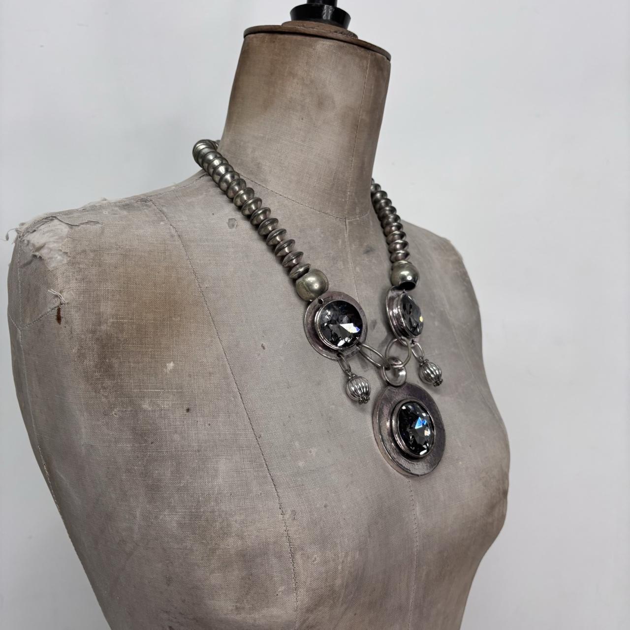 Chunky silver metal necklace