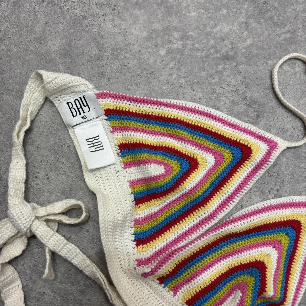 Rainbow crochet tie-up bralet