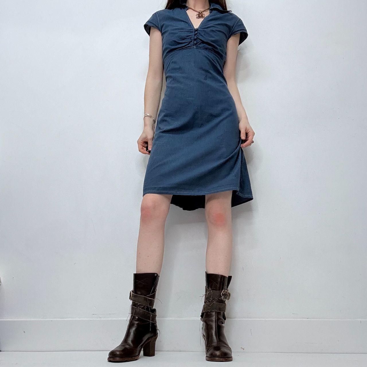 Blue checked mini dress