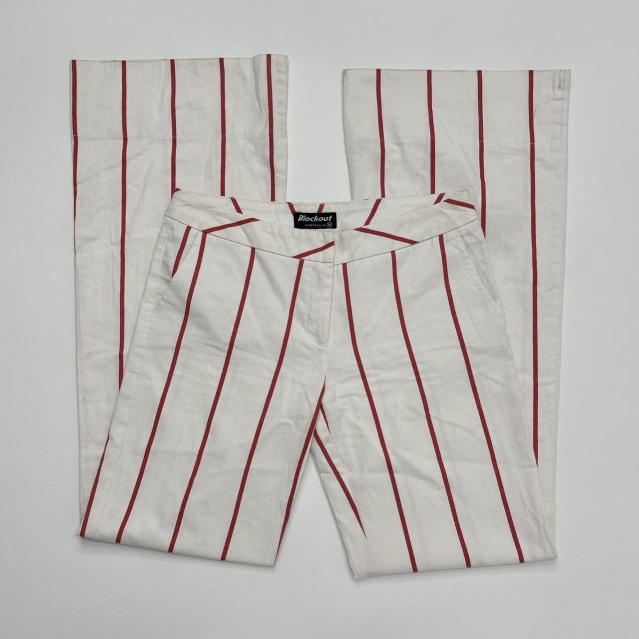 White wide leg pinstripe trousers