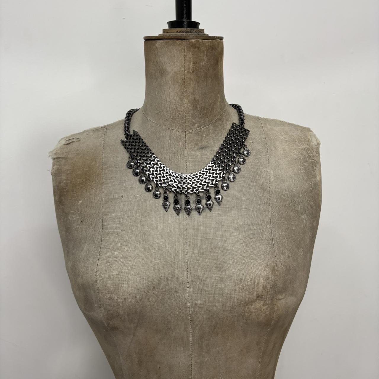 Chunky oversized dark silver necklace