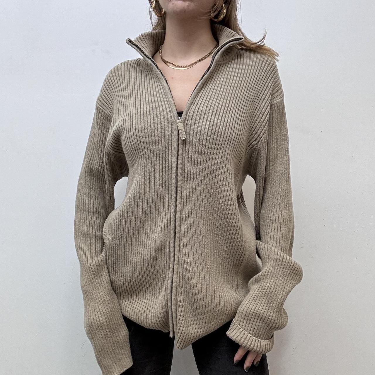 Brown slouchy ribbed cardigan
