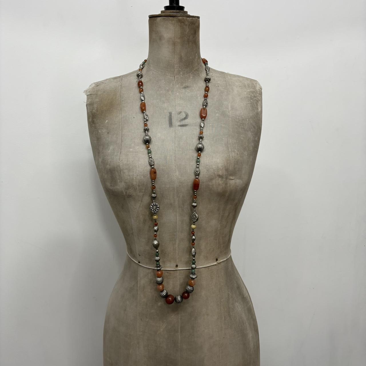 Gemstone silver bead waist chain