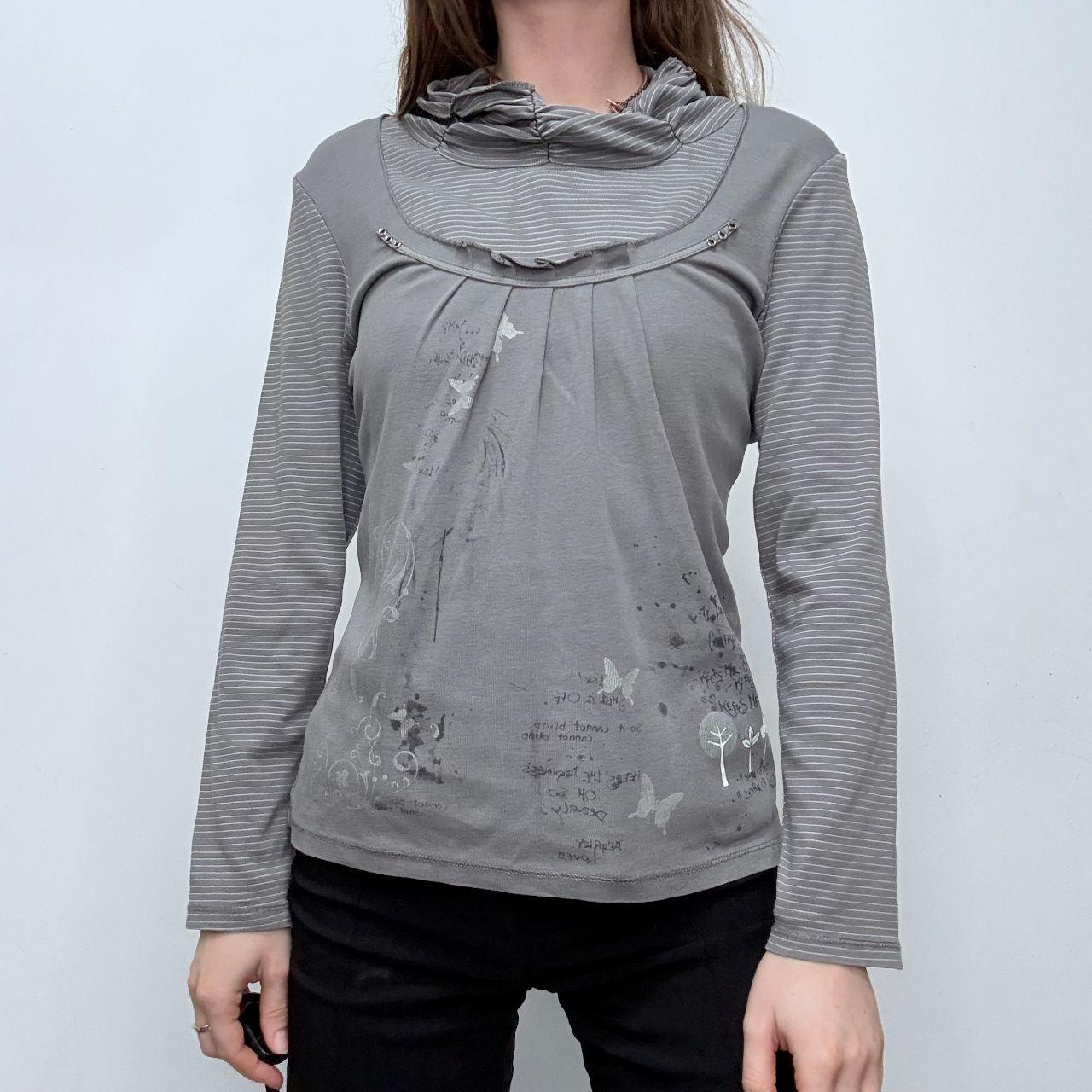 Grey long sleeve pinstriped t-shirt