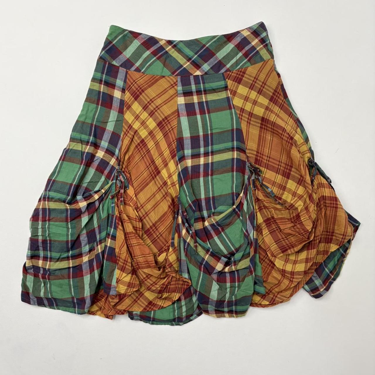Checked tartan layered puff skirt