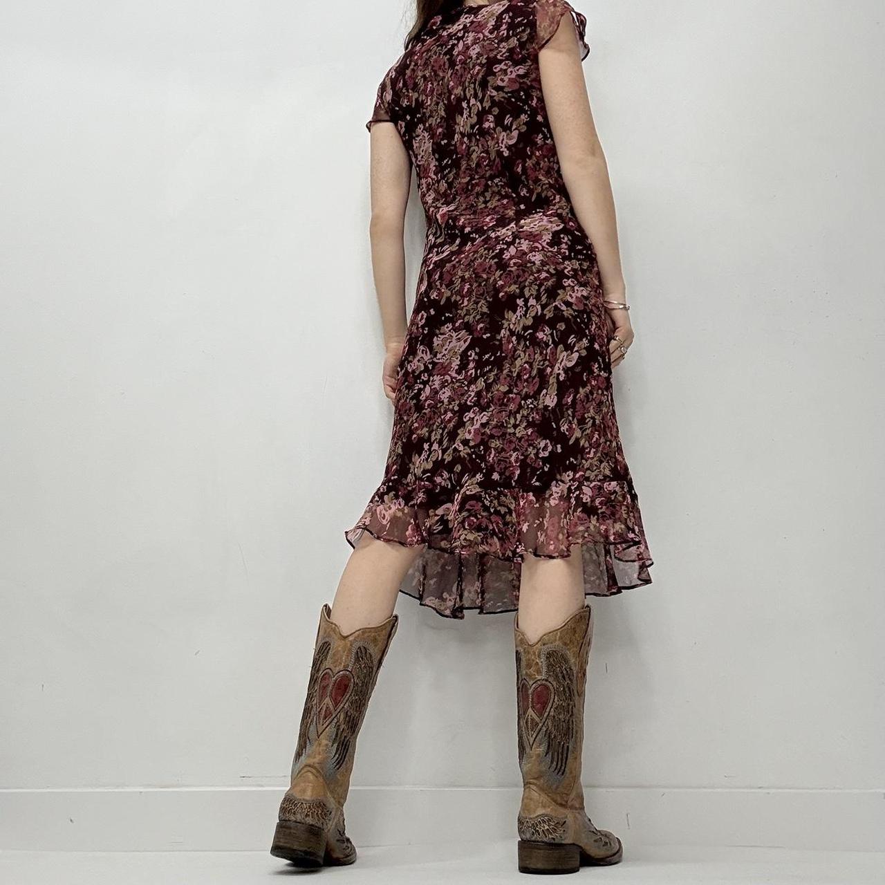 Floral bias cut flutter midi dress