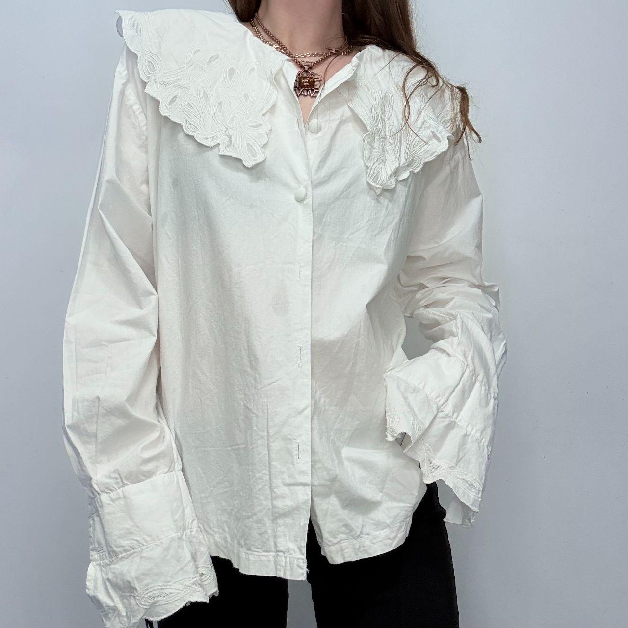 Antique white cotton lace blouse