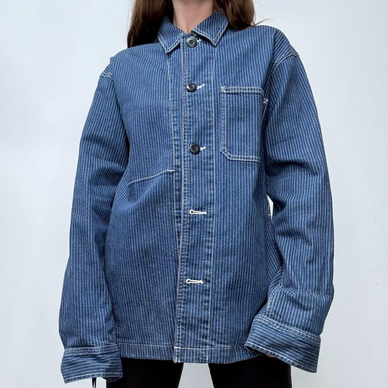 Denim pinstripe chore jacket