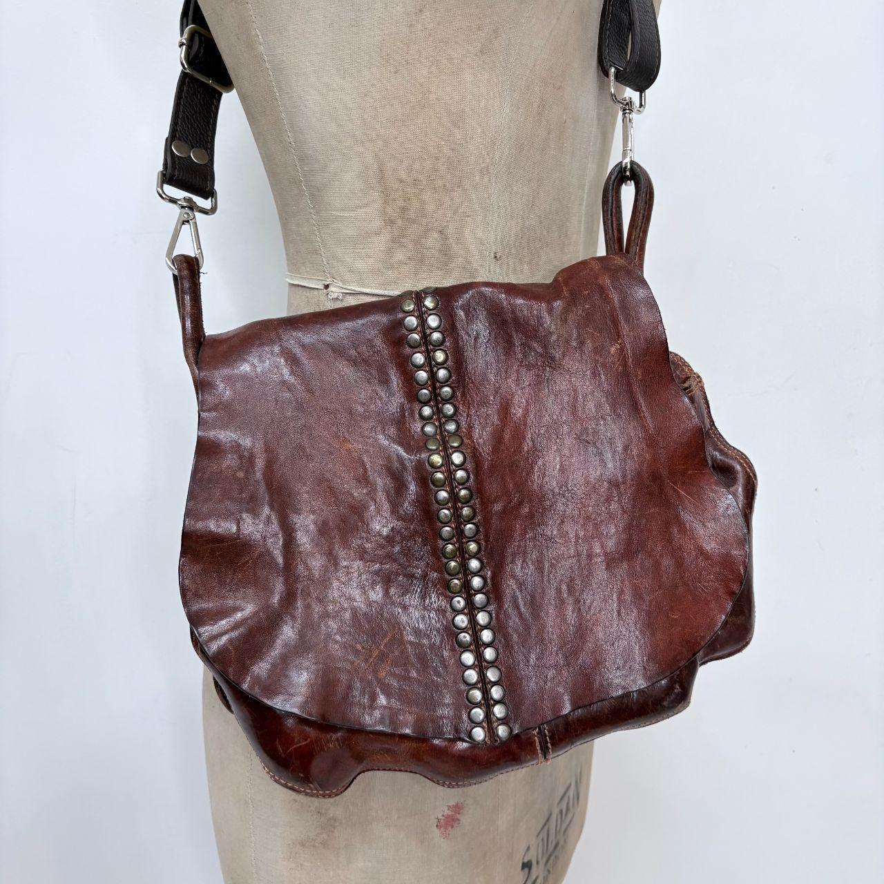 Tan leather studded boho bag