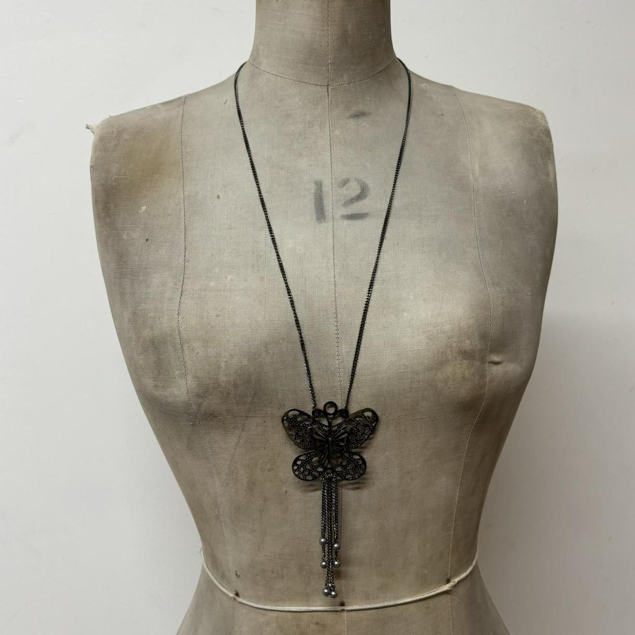 Long metal butterfly necklace