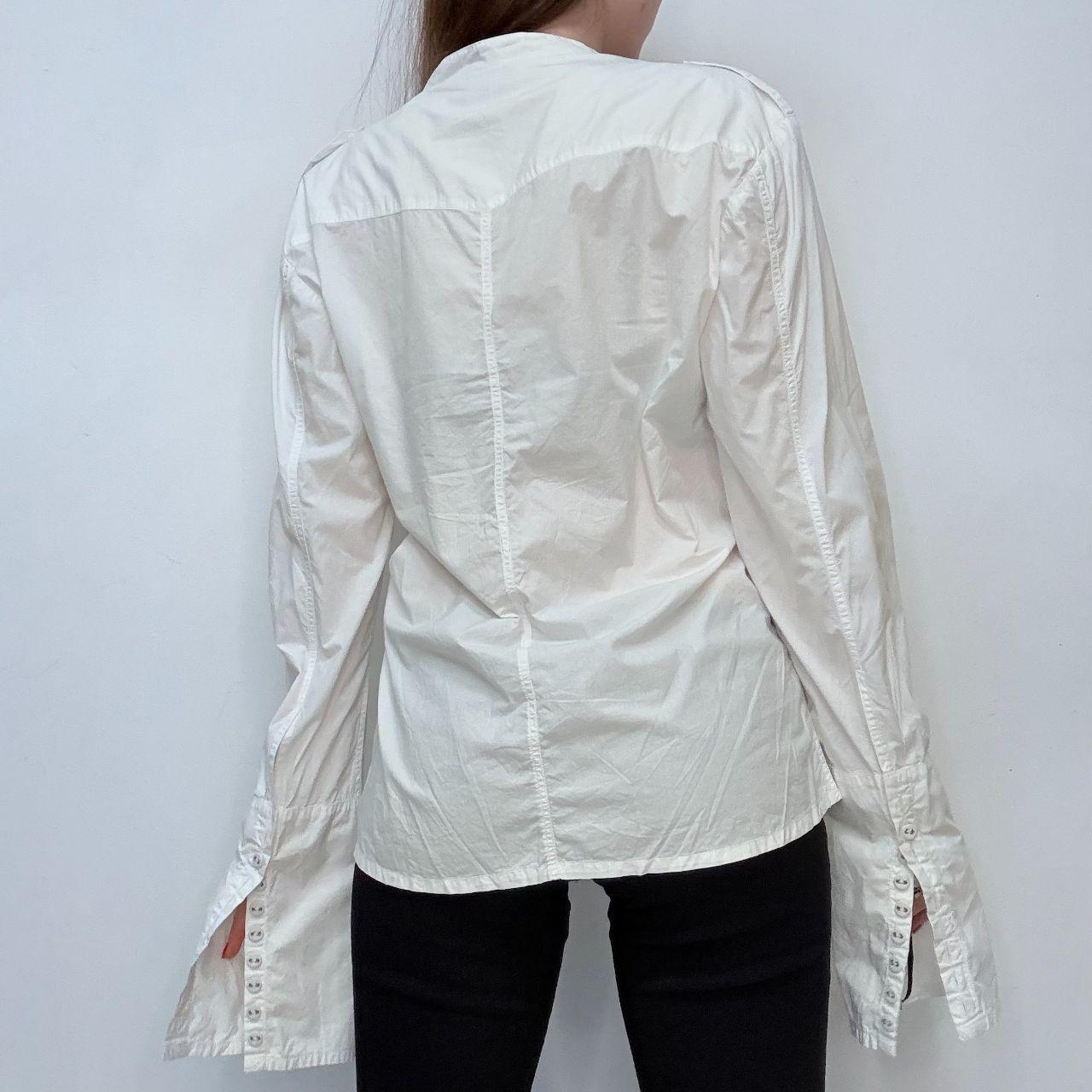 White button-up flare shirt