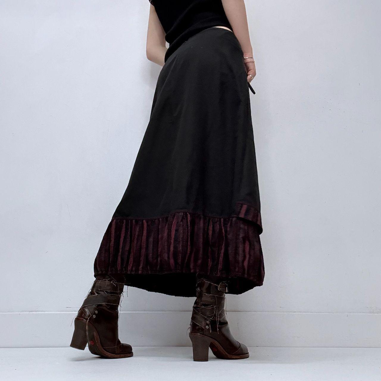 Black pinstripe asymmetric puff skirt