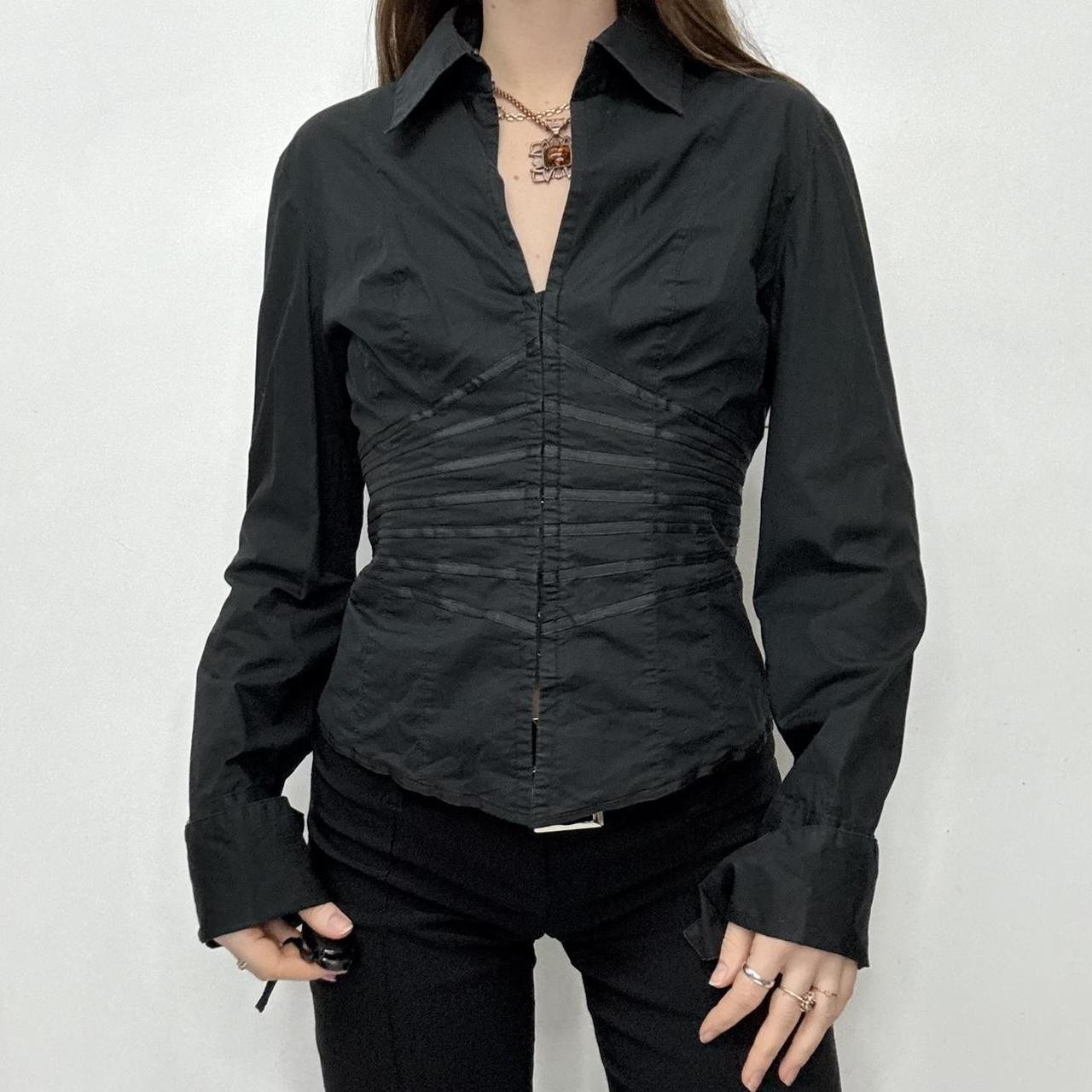 Black cinched corset shirt